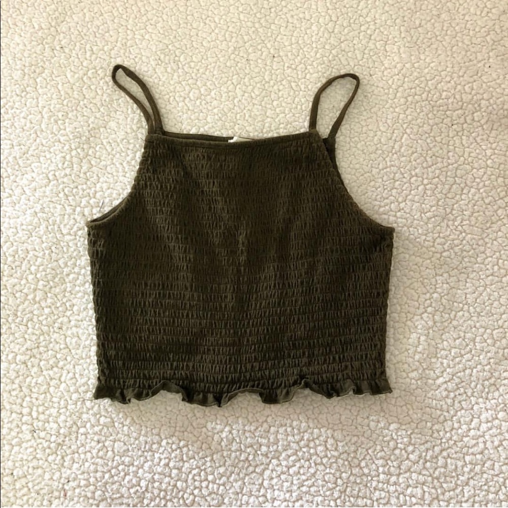 Olive ruffle top